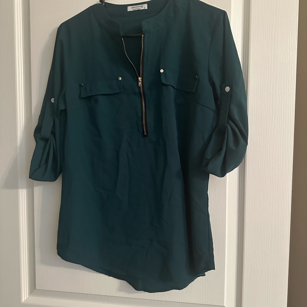 Apt. 9 Women's Teal Blouse with Zip Detail